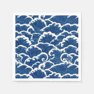 Japanese-Inspired Seamless Ocean Wave Pattern Napkin