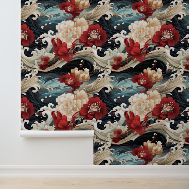 Japanese-Inspired Wave Pattern Wallpaper (Application)