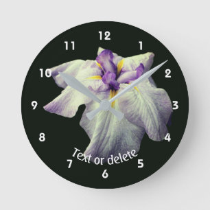 Japanese Iris Flower Personalised  Round Clock