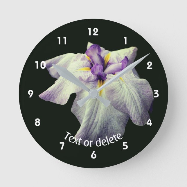 Japanese Iris Flower Personalised  Round Clock (Front)
