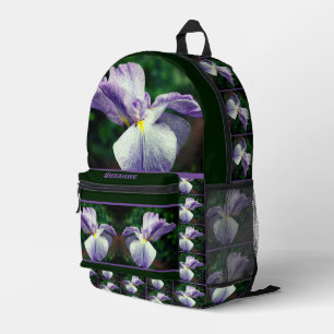 Japanese Iris Flower Unfolding Personalised Printed Backpack