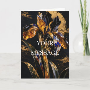 Japanese Iris Gold Art Personalized Card