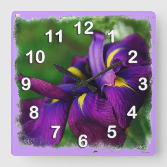 Japanese Iris Wall Clock (Front)