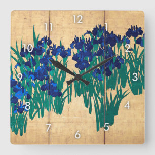 Japanese Irises (detail), Ogata Kōrin Square Wall Clock