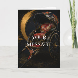Japanese Jinrikisha Rickshaw Gold Art Card