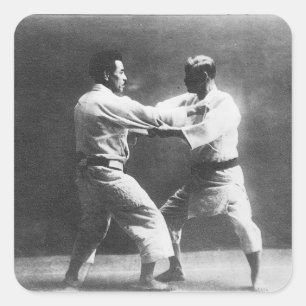Japanese Judoka Jigoro Kano Kyuzo Mifue Judo Square Sticker