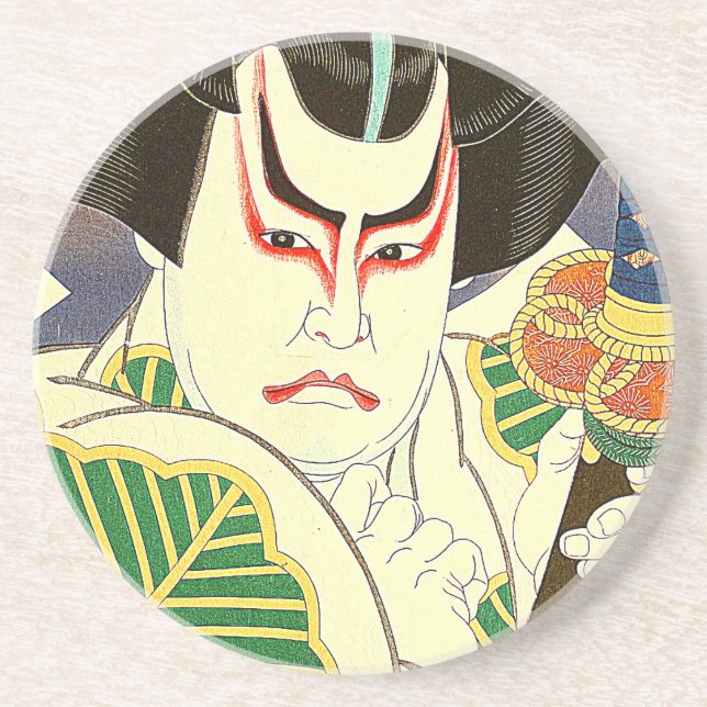 Japanese Kabuki Actor Art by Natori Shunsen 名取春仙 Coaster (Front)