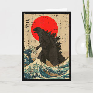 Japanese Kaiju Wave Red Sun Japan Monster Men Wome Card