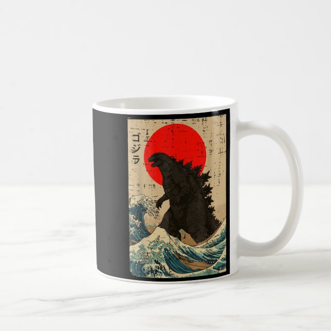 Japanese Kaiju Wave Red Sun Japan Monster Men Wome Coffee Mug (Right)