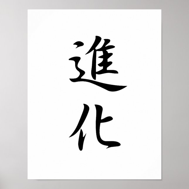 Japanese Kanji for Evolution - Shinka Poster (Front)