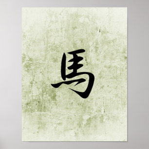 Japanese Kanji for Horse - Uma Poster