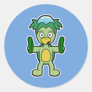 Japanese Kappa Yokai (with cucumbers!) Classic Round Sticker