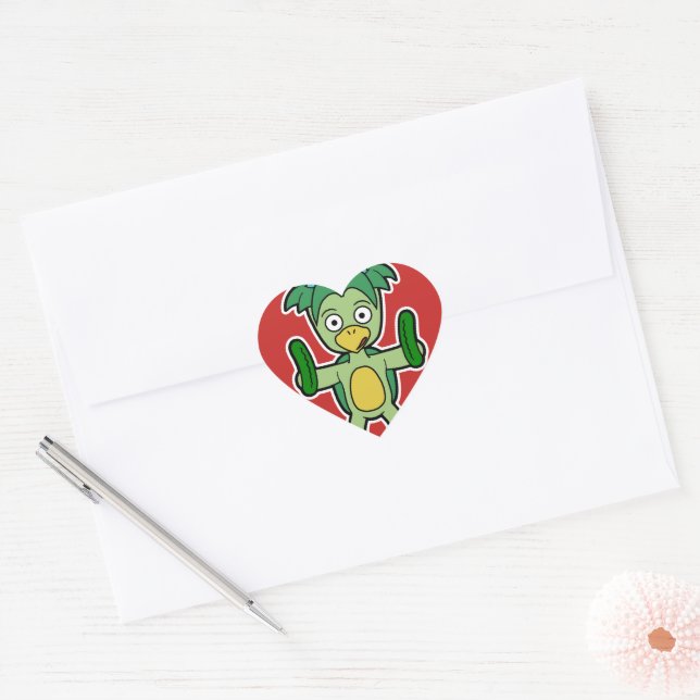 Japanese Kappa Yokai (with cucumbers!) Heart Sticker (Envelope)