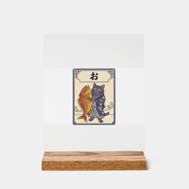 Japanese Karuta Cat  Acrylic Sign (Front)