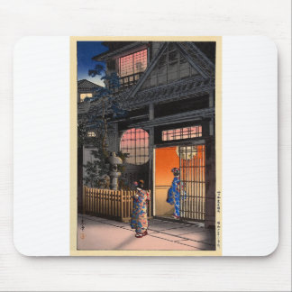 Japanese kasamatsu night village art mouse pad