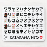 Japanese Katakana table (Lucky Cat) Mouse Pad<br><div class="desc">Katakana is one of the most basic Japanese characters. In Japan,  mainly used to represent foreign words in katakana.</div>