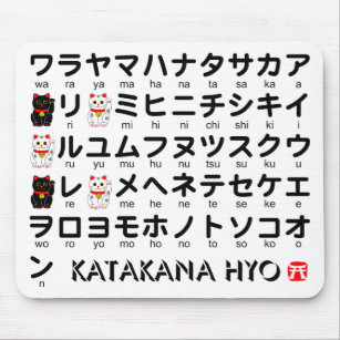 Japanese Katakana table (Lucky Cat) Mouse Pad
