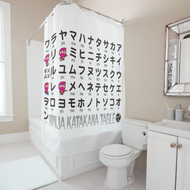 Japanese Katakana table (Ninja Girl) Shower Curtain (In Situ)