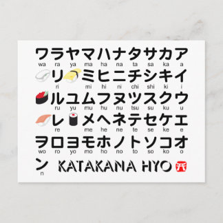 Japanese Katakana table(Sushi) Postcard