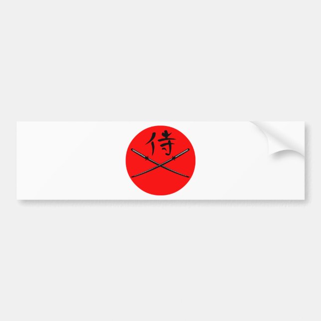 Japanese Katana and Samurai Kanji Bumper Sticker (Front)