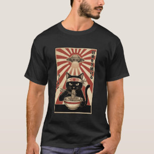 Japanese Kawaii Alien Anime Cat Funny Ramen T-Shirt