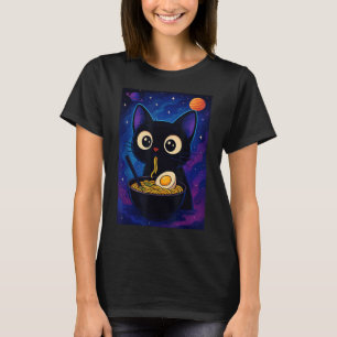 Japanese Kawaii Anime Cat Ramen Graphic Funny Men  T-Shirt