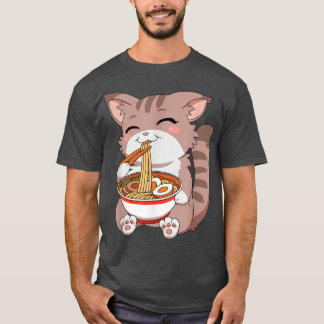 Japanese Kawaii Anime Cat Ramen T-Shirt