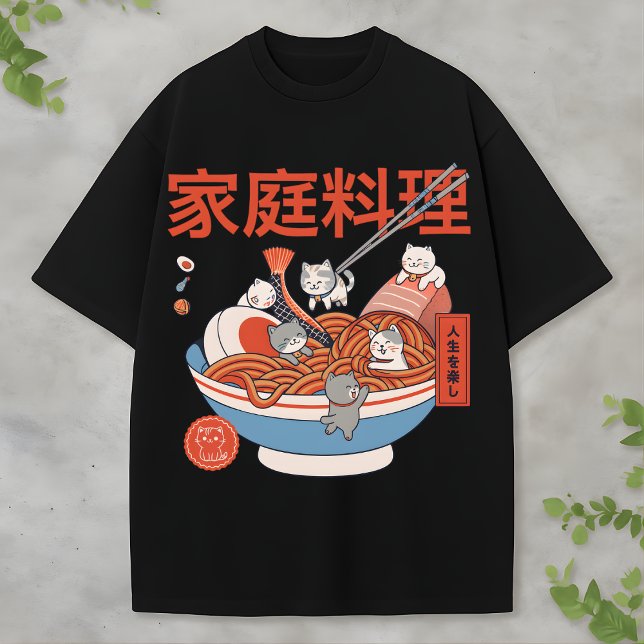 Japanese Kawaii Cat Noodles Adorable Food Lovers T-Shirt (Creator Uploaded)