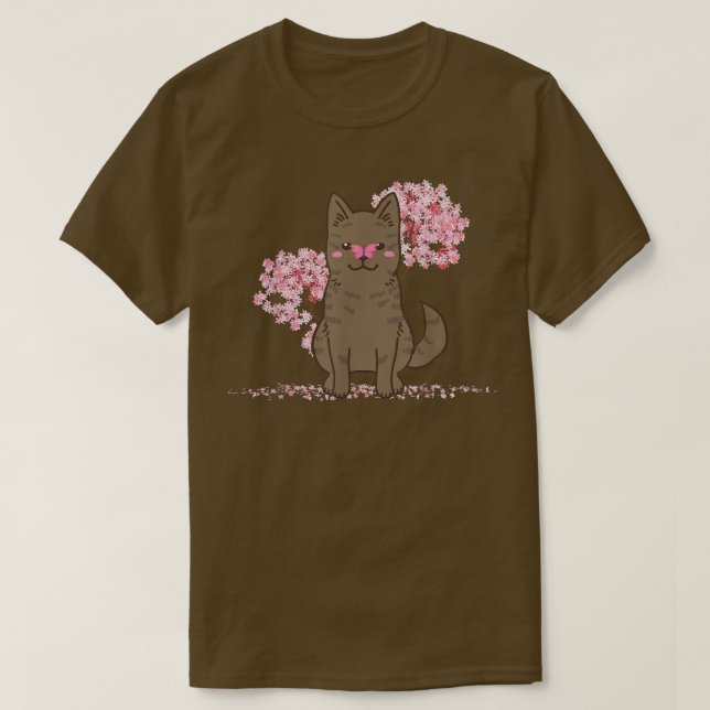 Japanese Kawaii Sakura  Cherry Blossom Kai Ken Dog T-Shirt (Design Front)