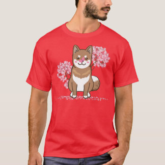 Japanese Kawaii Sakura Cherry Blossom Shikoku Dog T-Shirt