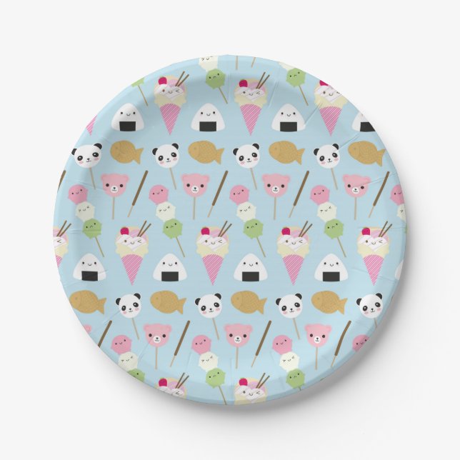 Japanese Kawaii Snacks Paper Plate (Front)