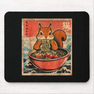 Japanese Kawaii Squirrel Eating Ramen Anime Gifts Mouse Pad