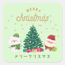 Japanese kawaii sticker [Santa GREEN]christmas