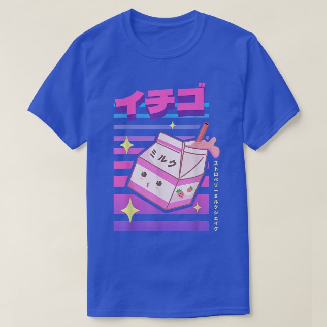 Japanese Kawaii Strawberry Milk Shake Carton Funny T-Shirt (Design Front)