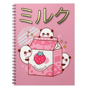 Japanese Kawaii Strawberry Milk Shake Carton Notebook