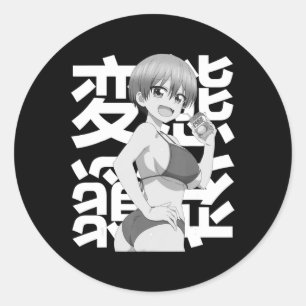 Japanese Kawaii Summer Anime Lewd Waifu Summer Classic Round Sticker
