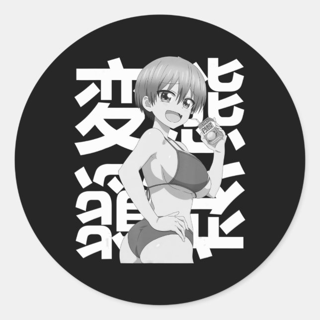 Japanese Kawaii Summer Anime Lewd Waifu Summer Classic Round Sticker (Front)