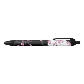 Japanese Kimono Black and White Pink Sakura Ink Pen