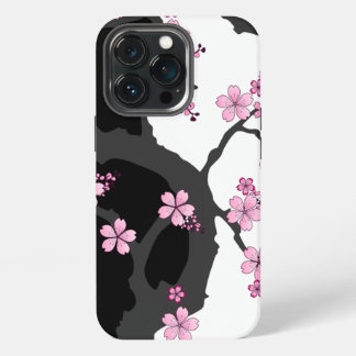 Japanese Kimono Black and White Pink Sakura iPhone 13 Pro Case