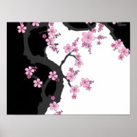 Japanese Kimono Black and White Pink Sakura