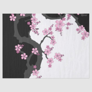 Japanese Kimono Black and White Pink Sakura Tissue Paper