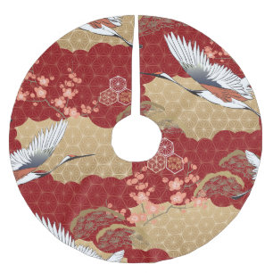 Japanese Kimono Cherry Blossoms Brushed Polyester Tree Skirt