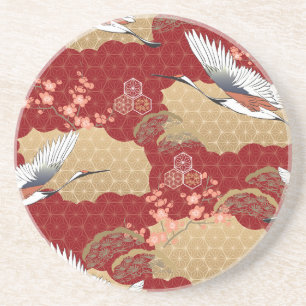 Japanese Kimono Cherry Blossoms Coaster
