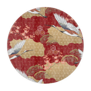 Japanese Kimono Cherry Blossoms Cutting Board
