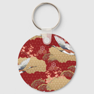 Japanese Kimono Cherry Blossoms Key Ring
