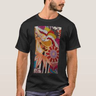 Japanese kimono crane and flower pattern design ba T-Shirt