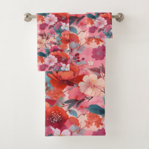Japanese Kimono fabric inspired Bath Towel Set