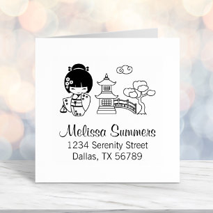 Japanese Kimono Girl Address Self-inking Stamp
