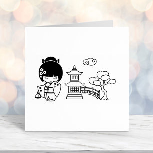 Japanese Kimono Girl Scrapbook Self-inking Stamp
