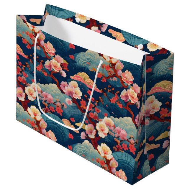 Japanese Kimono pattern Gift bag (Front Angled)